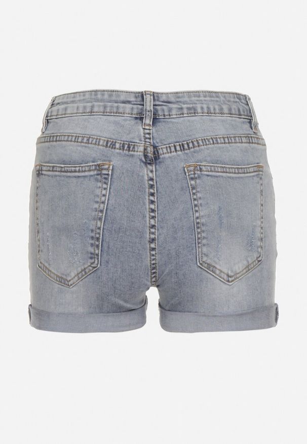 Born2be - Niebieskie Jeansowe Szorty z Przetarciami i Wysokim Stanem Nirefea. Okazja: na co dzień. Stan: podwyższony. Kolor: niebieski. Materiał: jeans. Styl: elegancki, casual, klasyczny