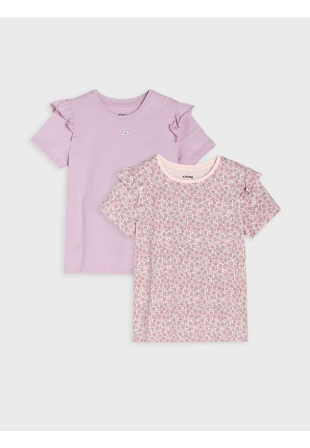 Sinsay - Bawełniana koszulka z falbanami - wielobarwny. Materiał: bawełna