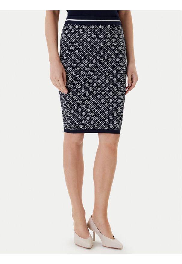 Guess Spódnica ołówkowa W4BD53 Z37K0 Granatowy Regular Fit. Kolor: niebieski. Materiał: syntetyk, wiskoza