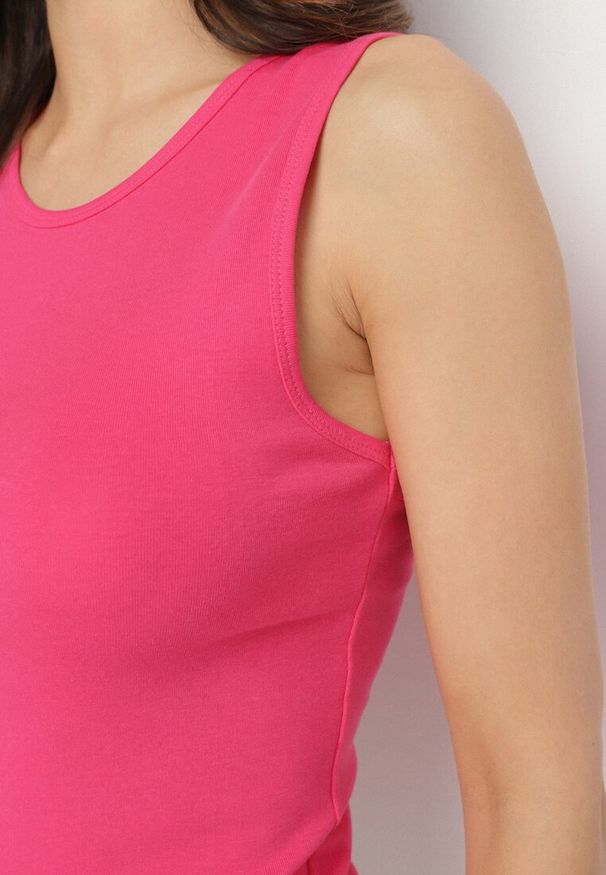 Born2be - Różowy Tank Top w Stylu Basic Liserisea. Okazja: na co dzień, na imprezę. Kolor: różowy. Materiał: jeans. Długość rękawa: na ramiączkach. Styl: elegancki, casual