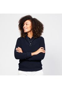INESIS - Sweter do golfa damski Inesis MW500 wiatroszczelny. Typ kołnierza: golf. Kolor: niebieski. Materiał: bawełna, materiał, tkanina, poliester