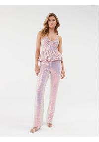 ROTATE Spodnie materiałowe Sequin Straight 1117002208 Różowy Regular Fit. Kolor: różowy. Materiał: syntetyk #3