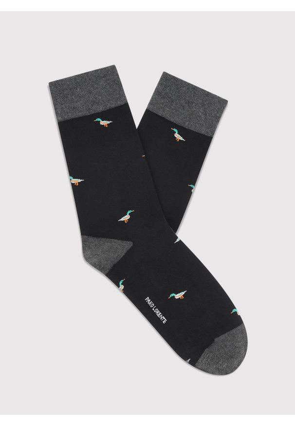 Pako Lorente - PAKO LORENTE - Czarne skarpety w kaczki. Kolor: czarny