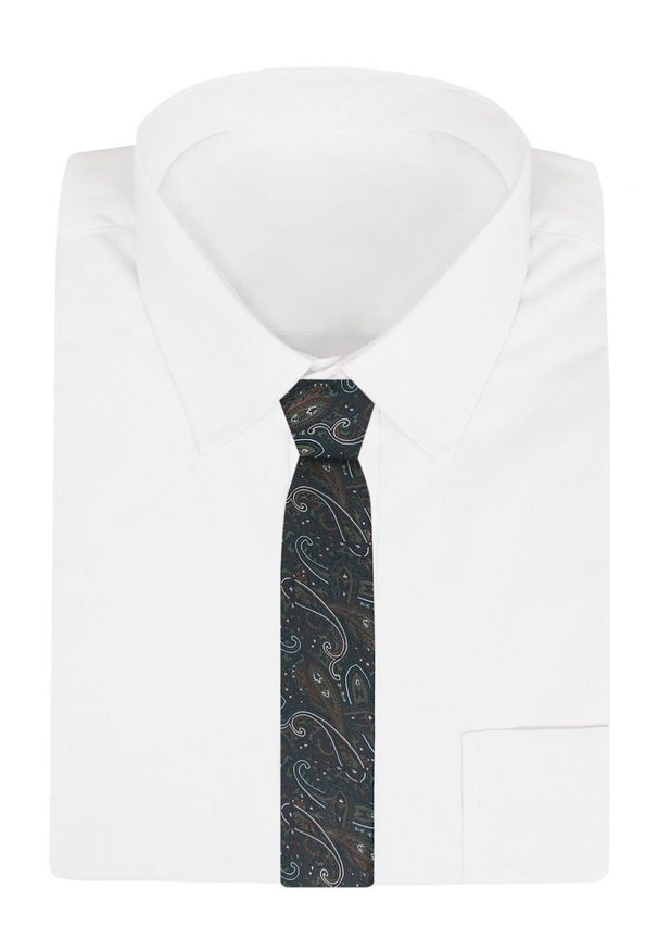 Krawat Męski - Chattier - Zieleń w Duży Wzór Orientalny. Materiał: tkanina. Styl: klasyczny, wizytowy, elegancki