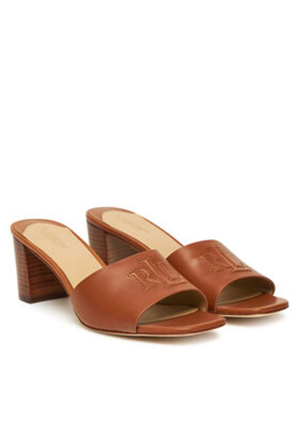 Lauren Ralph Lauren - LAUREN RALPH LAUREN Klapki Everley Block-Heel 802974364002 Brązowy. Kolor: brązowy. Materiał: skóra
