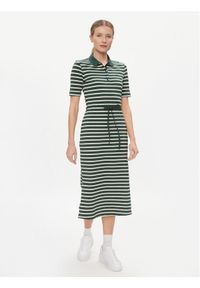 TOMMY HILFIGER - Tommy Hilfiger Sukienka codzienna Reg Breton Midi Polo Dress Ss WW0WW42030 Zielony Regular Fit. Okazja: na co dzień. Typ kołnierza: polo. Kolor: zielony. Materiał: bawełna. Typ sukienki: proste. Styl: casual. Długość: midi