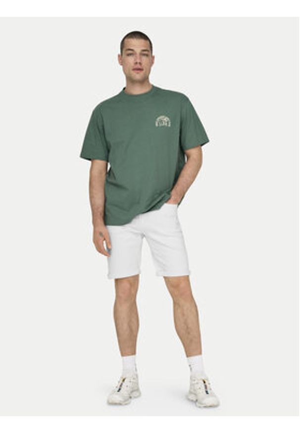 Only & Sons Szorty jeansowe Ply 22029297 Biały Regular Fit. Kolor: biały. Materiał: bawełna