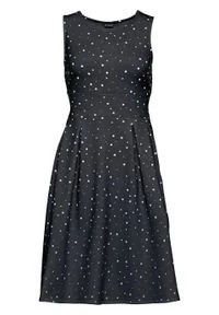 Sukienka z dżerseju bonprix czarno-biel wełny w groszki. Kolor: czarny. Materiał: wełna, jersey. Wzór: grochy #1