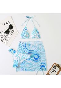 Intica - Strój kąpielowy z pareo na plażę i basen Maritta. Kolor: niebieski. Materiał: materiał