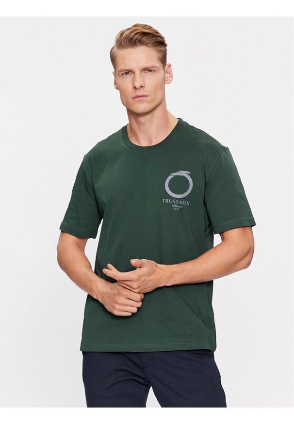 Trussardi Jeans - Trussardi T-Shirt 52T00771 Zielony Regular Fit. Kolor: zielony. Materiał: bawełna