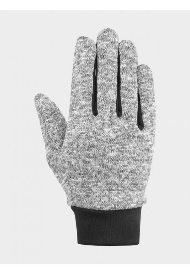 outhorn - Rękawiczki uniseks REU601 - chłodny jasny szary melanż. Kolor: szary. Materiał: materiał, poliester, dzianina. Wzór: melanż