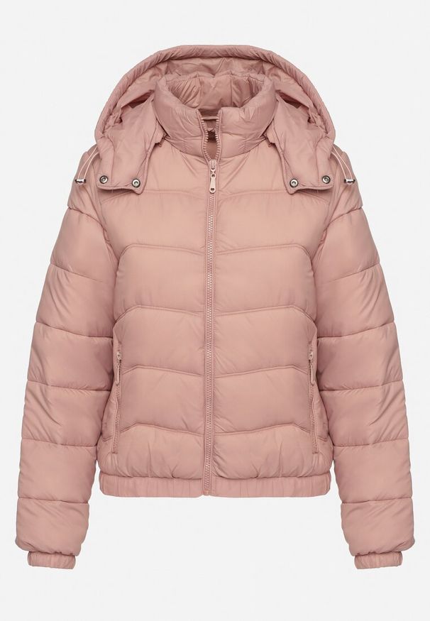 Born2be - Ciemnoróżowa Pikowana Kurtka z Odpinanym Kapturem Milvesia. Okazja: na co dzień. Kolor: różowy. Materiał: jeans. Długość: krótkie. Styl: elegancki, casual