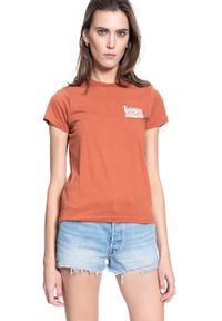 Lee - DAMSKI T-SHIRT LEE CREW NECK TEE BURNT OCRA L41LYGOM 112109078