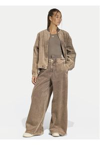 Adidas - adidas Spodnie materiałowe Corduroy Sst KD8782 Brązowy Wide Leg. Kolor: brązowy. Materiał: bawełna #3