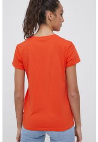 Levi's® - Levi's t-shirt bawełniany kolor pomarańczowy. Okazja: na co dzień, na spotkanie biznesowe. Kolor: pomarańczowy. Materiał: bawełna. Wzór: nadruk. Styl: biznesowy, casual