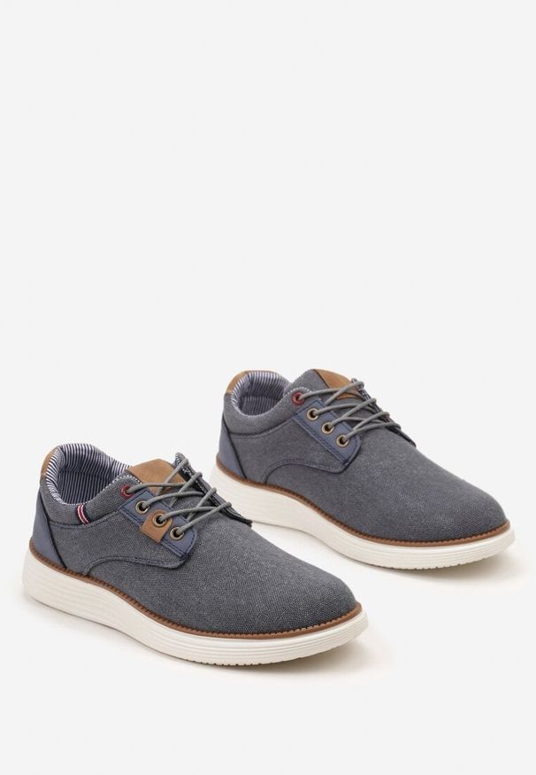 Born2be - Granatowe Półbuty w Sportowo-Casualowym Stylu z Klasycznym Sznurowaniem Limerria. Zapięcie: sznurówki. Kolor: niebieski. Materiał: jeans. Styl: sportowy, klasyczny