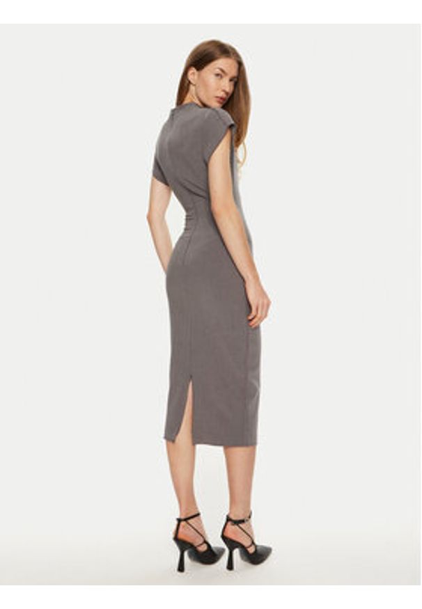ACCESS FASHION Sukienka koktajlowa 44-3311-504 Szary Slim Fit. Kolor: szary. Materiał: syntetyk. Styl: wizytowy