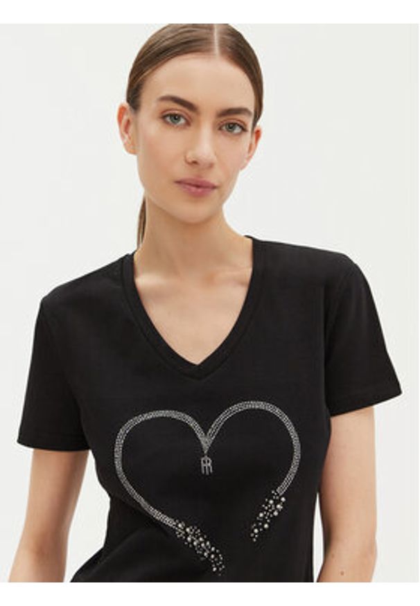 Fracomina T-Shirt FP25ST3007J401N5 Czarny Regular Fit. Kolor: czarny. Materiał: bawełna