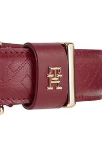 TOMMY HILFIGER - Tommy Hilfiger Pasek Damski Th Casual Mono 3.0 AW0AW15382 Czerwony. Kolor: czerwony. Materiał: skóra
