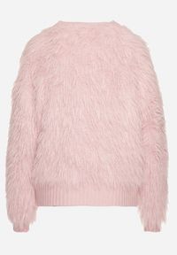 Born2be - Różowy Sweter z Długim Włosiem i Dodatkiem Wełny Merithina. Kolor: różowy. Materiał: wełna. Długość: długie. Styl: klasyczny, elegancki #4