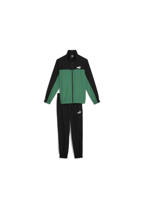 Puma - Męski dres z tkaniny PUMA Archive Green. Kolor: zielony, czarny, wielokolorowy. Materiał: tkanina, dresówka. Wzór: ze splotem. Sport: fitness