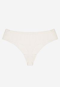 Renee - Białe Bezszwowe Majtki Typu Stringi Tenazura. Kolor: biały. Materiał: jeans