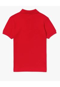 Lacoste - LACOSTE - Czerwona koszulka polo Regular Fit. Typ kołnierza: polo. Kolor: czerwony. Materiał: prążkowany, bawełna