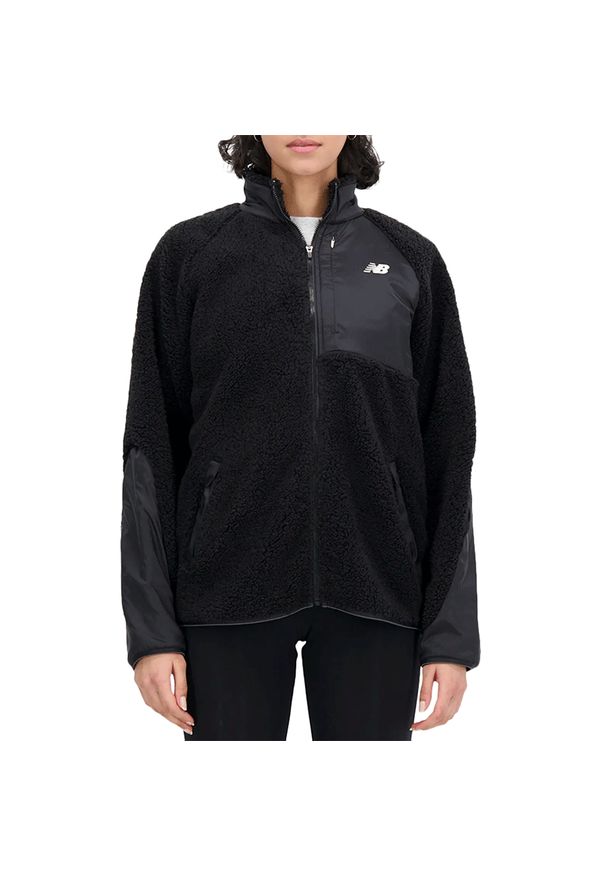 Bluza New Balance WJ33285BK - czarna. Okazja: na co dzień. Kolor: czarny. Materiał: poliester, polar. Styl: casual