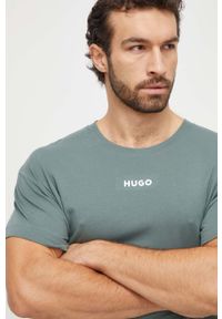 Hugo - HUGO t-shirt lounge kolor zielony z nadrukiem. Kolor: zielony. Materiał: dzianina. Wzór: nadruk #4