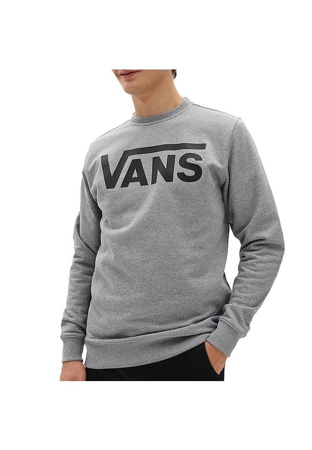 Bluza Vans Classic Crew VN0A456AADY1 - szara. Typ kołnierza: bez kaptura. Kolor: szary. Materiał: bawełna, poliester. Wzór: aplikacja, napisy. Styl: klasyczny