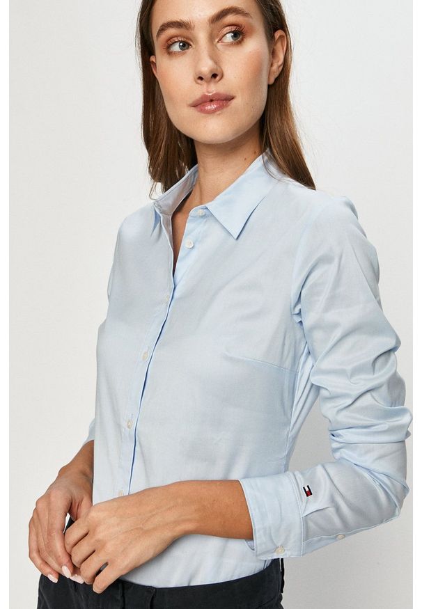 TOMMY HILFIGER - Tommy Hilfiger - Koszula. Kolor: niebieski. Materiał: tkanina. Wzór: gładki