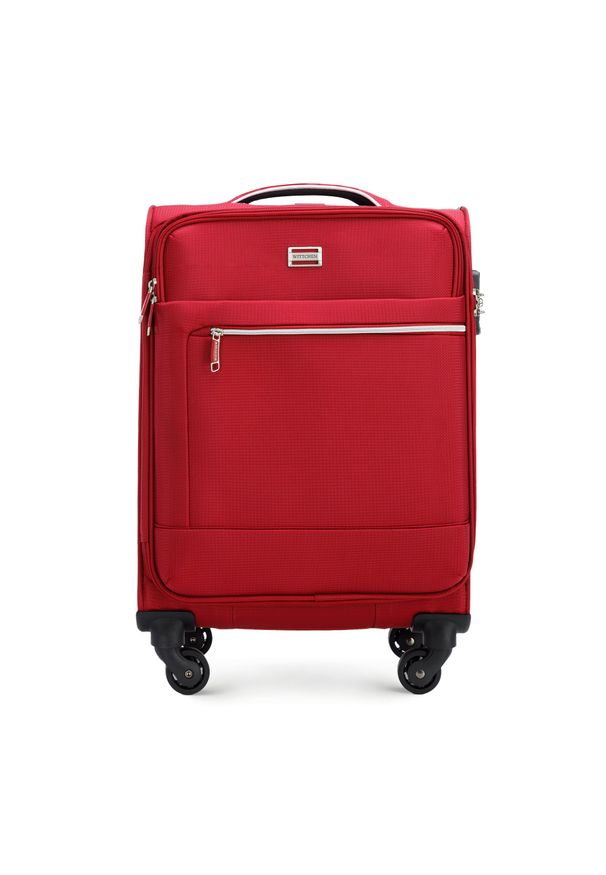 Wittchen - Mała walizka miękka z błyszczącym suwakiem z przodu czerwona. Kolor: czerwony. Materiał: poliester. Styl: elegancki