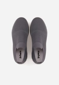 Born2be - Szare Siateczkowe Buty Sportowe Sneakersy o Wsuwanym Fasonie Abhold. Okazja: na spacer, na co dzień. Kolor: szary. Materiał: jeans. Sport: turystyka piesza #4