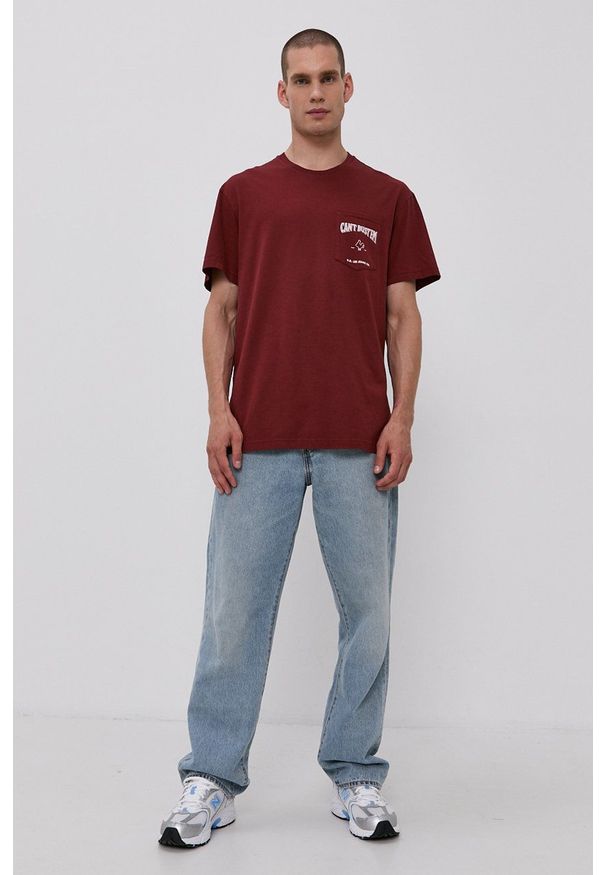 Lee - T-shirt bawełniany. Okazja: na co dzień. Kolor: brązowy. Materiał: bawełna. Wzór: nadruk. Styl: casual