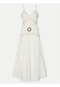 TwinSet - TWINSET Sukienka letnia 241TT2080 Biały Regular Fit. Kolor: biały. Materiał: bawełna. Sezon: lato
