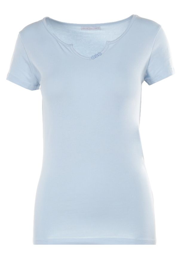 Born2be - Jasnoniebieski T-shirt Thonilacia. Kolor: niebieski. Materiał: bawełna, dzianina. Długość rękawa: krótki rękaw. Długość: krótkie. Wzór: aplikacja