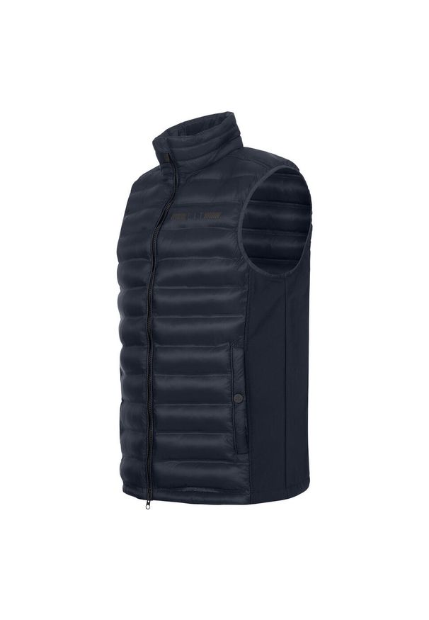 Kamizelka jeździecka bez rękawów z mieszanki softshell ELT Maine. Kolor: niebieski. Materiał: softshell. Długość rękawa: bez rękawów