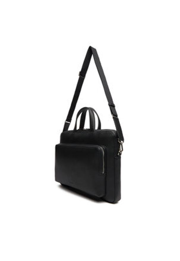 Calvin Klein Torba na laptopa Micro Pebble Slim Briefcase 36 LV04D3012G Czarny. Kolor: czarny. Materiał: skóra
