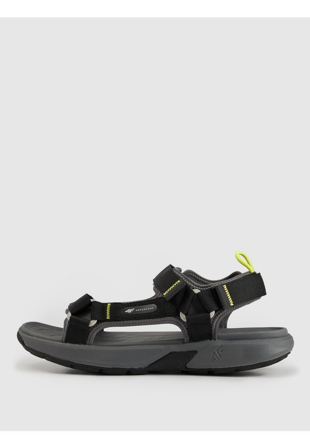 4f - 4F Sandały SVING męskie - czarne 42. Okazja: na co dzień, na spacer. Zapięcie: rzepy. Kolor: czarny. Materiał: neopren, nylon, guma. Wzór: paski. Sezon: lato. Styl: casual