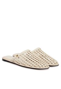 TOMMY HILFIGER - Tommy Hilfiger Klapki Hilfiger Leather Mix Flat Mule FW0FW09280 Kremowy. Kolor: kremowy. Materiał: skóra #2