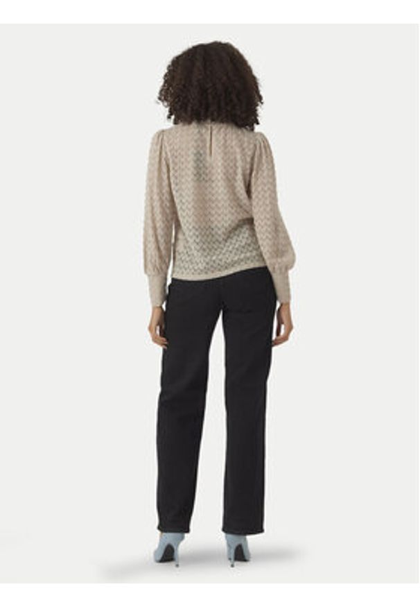 Vero Moda Bluzka Becca 10302894 Beżowy Regular Fit. Kolor: beżowy. Materiał: syntetyk