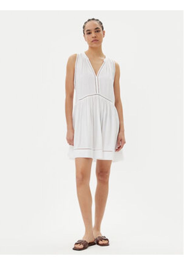 Seafolly Sukienka letnia Beach Basics 52931-DR Biały Regular Fit. Kolor: biały. Materiał: wiskoza. Sezon: lato