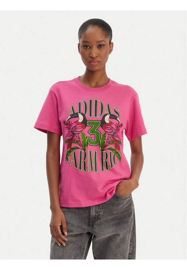 Adidas - adidas T-Shirt Farm Rio Graphic KD4640 Różowy Regular Fit. Kolor: różowy. Materiał: bawełna