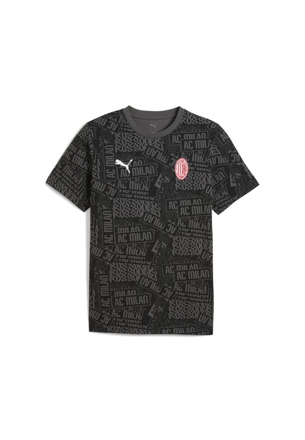 Puma - Męska koszulka AC Milan FtblCulture z nadrukiem na całej powierzchni PUMA. Kolor: czarny, czerwony, wielokolorowy. Wzór: nadruk. Sport: piłka nożna