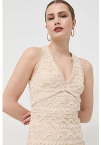 Guess sukienka kolor beżowy maxi prosta. Okazja: na co dzień. Kolor: beżowy. Długość rękawa: na ramiączkach. Typ sukienki: proste. Styl: casual. Długość: maxi #4