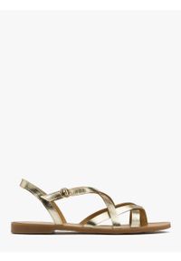 Ryłko - Platynowe sandały typu japonki KAJRA. Kolor: złoty. Materiał: skóra #1