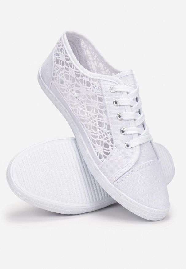 Born2be - Białe Tenisówki z Ażurowymi Bokami Ariemessa. Okazja: na co dzień. Kolor: biały. Wzór: ażurowy. Sezon: lato. Styl: casual