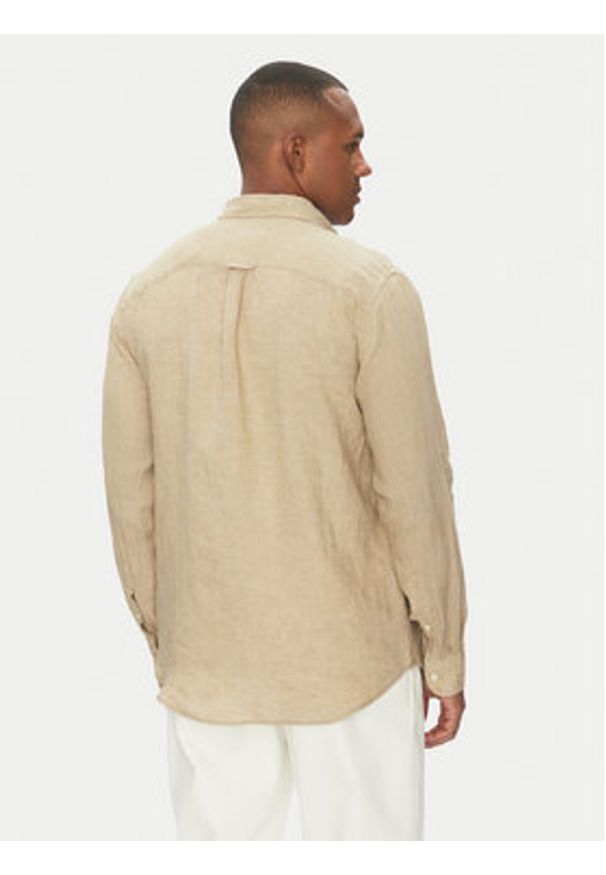 TOMMY HILFIGER - Tommy Hilfiger Koszula MW0MW34602 Beżowy Regular Fit. Kolor: beżowy. Materiał: len