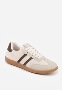 Born2be - Beżowo-Brązowe Sneakersy z Imitacji Zamszu na Płaskiej Podeszwie Memeriana. Kolor: beżowy. Materiał: zamsz. Szerokość cholewki: normalna. Obcas: na płaskiej podeszwie #6