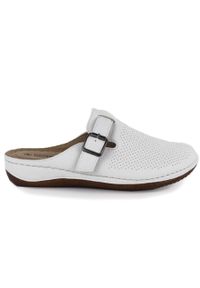 Klapki damskie zabudowane sanitarne białe Unisoft 9928. Kolor: biały. Materiał: skóra ekologiczna #1